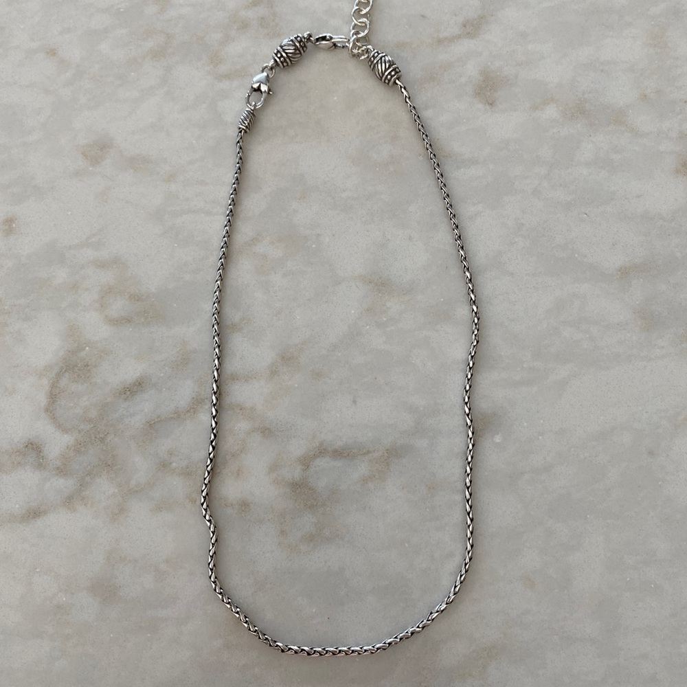 Brighton necklace 16 inches long has an extender to make it up to 20 inches long